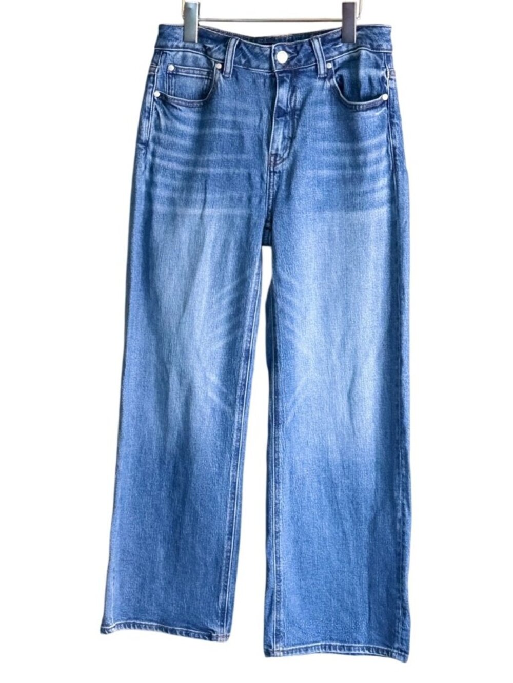 Quince Bella Stretch Relaxed Straight Jeans High Rise Blue Size 31 NWOT - Picture 3 of 9